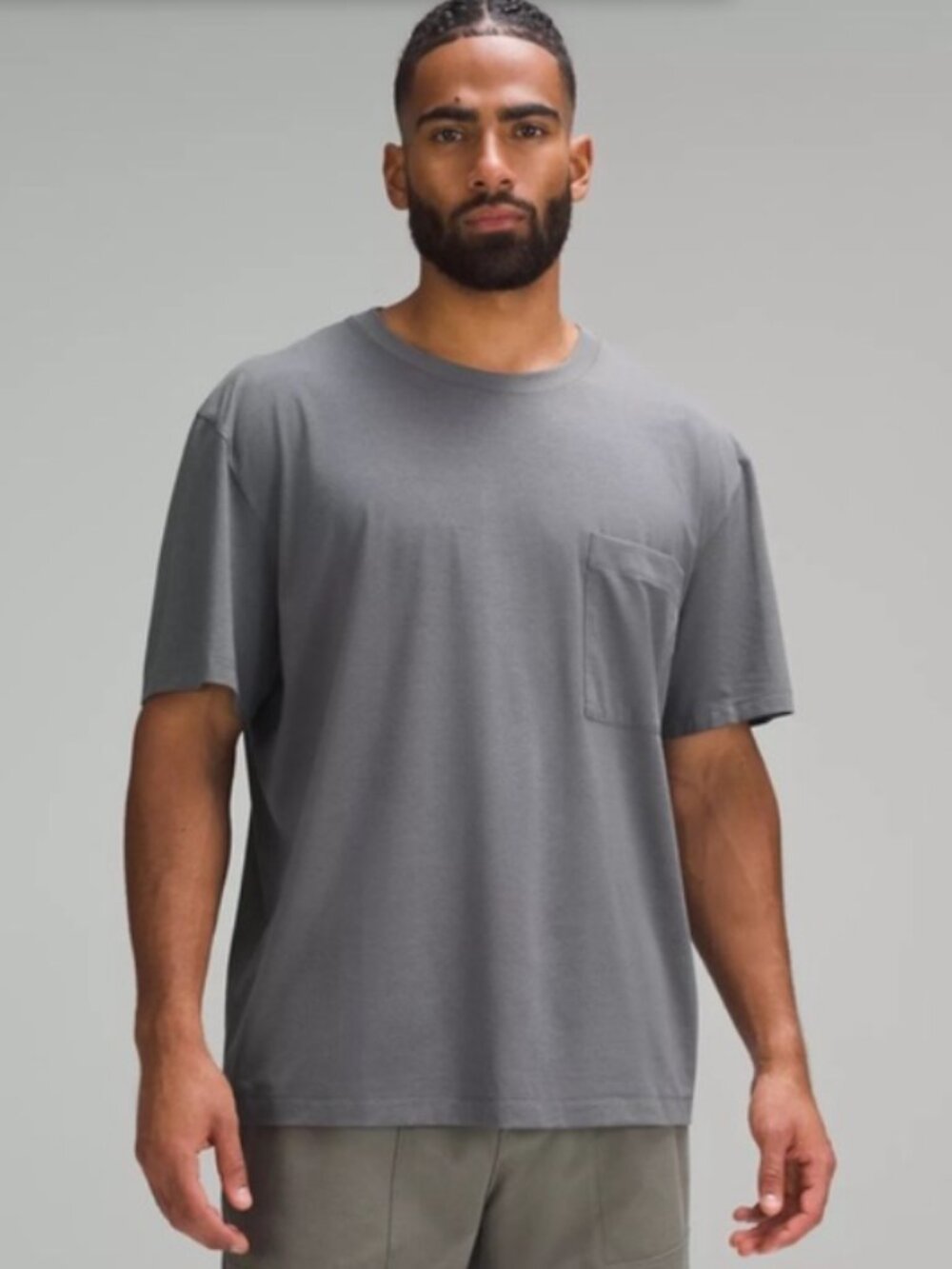 lululemon Men's Fundamental Oversized T-Shirt pocket gray P2P 25''